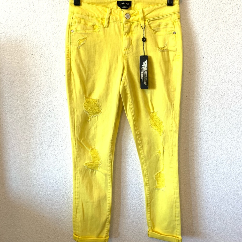 Yellow skinny jeans from bebe